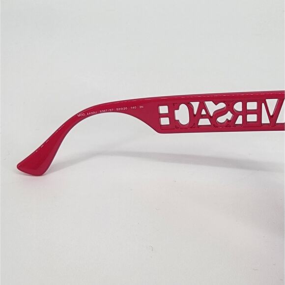 Versace Bright Pink Cutout Logo Square Sunglasses Unisex New in Box - Picture 9 of 14